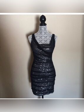 Express Black Sequin Mini Dress